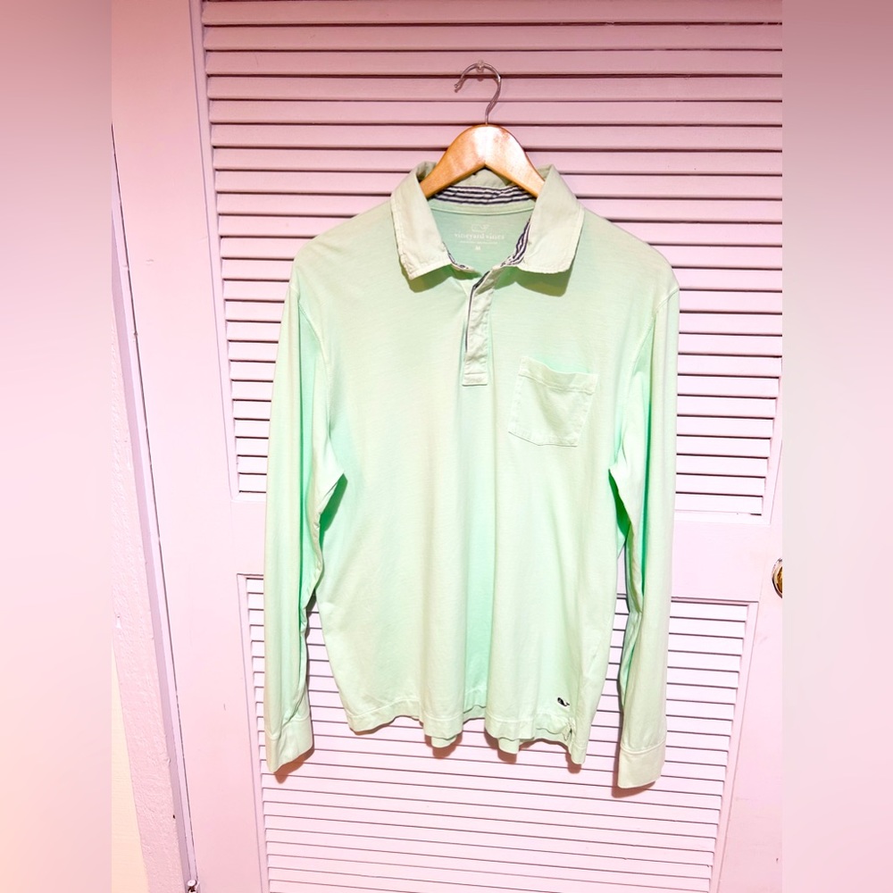 Vineyard Vines Long Sleeve Mint Green Polo Size medium